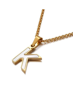Wholesale English 26 Letters Titanium Steel White Shell Necklace