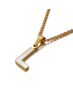 Wholesale English 26 Letters Titanium Steel White Shell Necklace