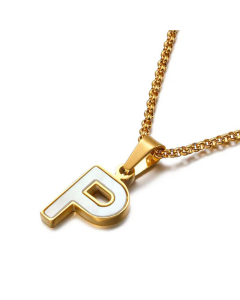 Wholesale English 26 Letters Titanium Steel White Shell Necklace