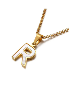 Wholesale English 26 Letters Titanium Steel White Shell Necklace