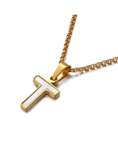 Wholesale English 26 Letters Titanium Steel White Shell Necklace