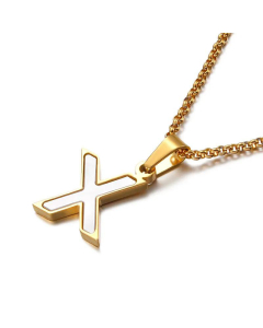 Wholesale English 26 Letters Titanium Steel White Shell Necklace