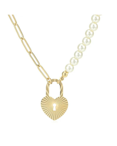 Fashion Heart Shape Lock Pendant Stainless Steel Necklace Wholesale Jewelry