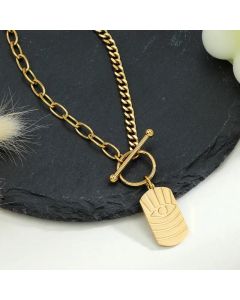 Wholesale Fashion Square Eye Pendant Stainless Steel Cuban Chain Necklace