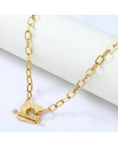 Hip Hop Style OT Buckle Stainless Steel Necklace Wholesale Jewelry