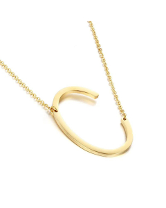 Glossy 26 English Letters Titanium Steel Necklace Wholesale 