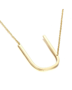 Glossy 26 English Letters Titanium Steel Necklace Wholesale 