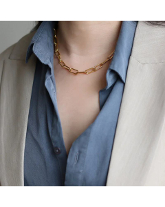 Coat Sweatshirt With Titanium Steel Gold Color Basic Chain Thick Chain Heavy Autumn And Winter Necklace Short Chain 