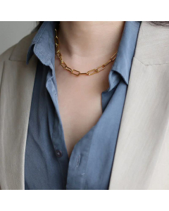 Coat Sweatshirt With Titanium Steel Gold Color Basic Chain Thick Chain Heavy Autumn And Winter Necklace Short Chain 
