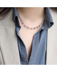 Coat Sweatshirt With Titanium Steel Gold Color Basic Chain Thick Chain Heavy Autumn And Winter Necklace Short Chain 
