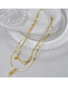 Wholesale Double-Layer Five-Pointed Star Love Titanium Steel Necklace