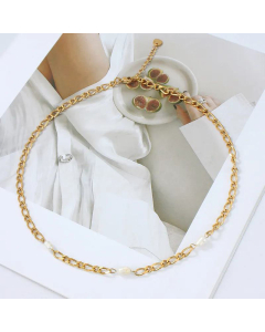 Elegant Geometric Pearl Stainless Steel Necklace Wholesale Jewelry