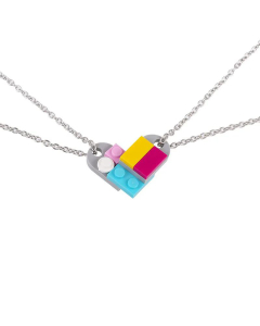 Assembling Building Blocks Heart Necklace Wholesale Stainless Steel