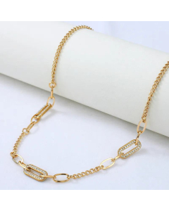 Temperament Splicing Chain Necklace Inlaid Zircon Stainless Steel Wholesale Jewelry