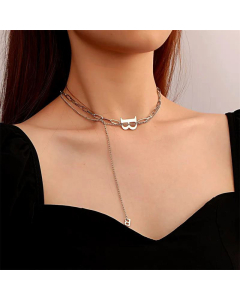 Wholesale Jewelry Double Layer Stainless Steel Letters B Pendant Necklace