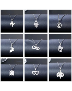 Simple Hollow Geometric Pendant Stainless Steel Necklace Wholesale Jewelry 