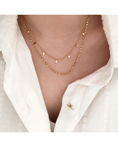 Double-Layer Rhombic Pendant Titanium Steel Necklace Wholesale Jewelry