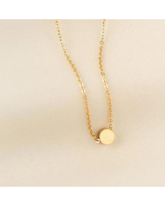 Round Pendant Small Gold Bean Titanium Steel Necklace Wholesale Jewelry