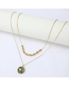 Wholesale Jewelry Double-Layer Disc Stainless Steel Pendant Necklace