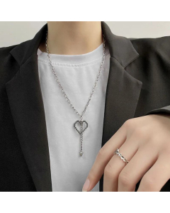 Jewelry Hollowed Heart Shape Titanium Steel Necklace Wholesale