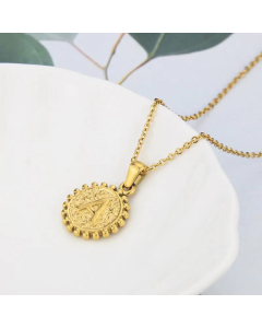 Wholesale Jewelry Simple Round Pendant Stainless Steel 26 Letter Necklace