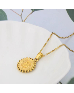 Wholesale Jewelry Simple Round Pendant Stainless Steel 26 Letter Necklace