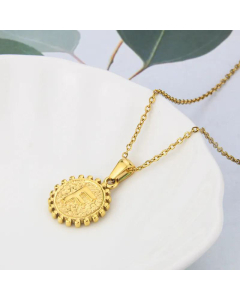Wholesale Jewelry Simple Round Pendant Stainless Steel 26 Letter Necklace