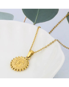 Wholesale Jewelry Simple Round Pendant Stainless Steel 26 Letter Necklace