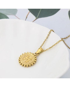 Wholesale Jewelry Simple Round Pendant Stainless Steel 26 Letter Necklace