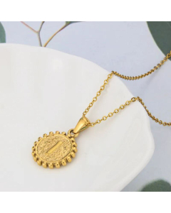 Wholesale Jewelry Simple Round Pendant Stainless Steel 26 Letter Necklace