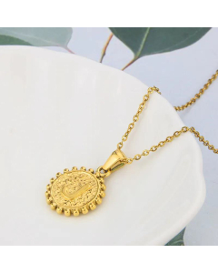 Wholesale Jewelry Simple Round Pendant Stainless Steel 26 Letter Necklace