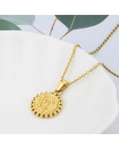 Wholesale Jewelry Simple Round Pendant Stainless Steel 26 Letter Necklace