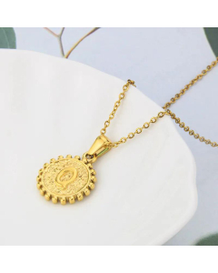 Wholesale Jewelry Simple Round Pendant Stainless Steel 26 Letter Necklace