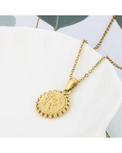 Wholesale Jewelry Simple Round Pendant Stainless Steel 26 Letter Necklace
