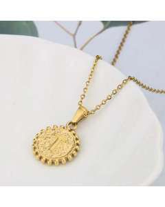 Wholesale Jewelry Simple Round Pendant Stainless Steel 26 Letter Necklace