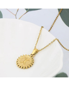 Wholesale Jewelry Simple Round Pendant Stainless Steel 26 Letter Necklace