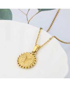 Wholesale Jewelry Simple Round Pendant Stainless Steel 26 Letter Necklace