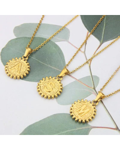 Wholesale Jewelry Simple Round Pendant Stainless Steel 26 Letter Necklace