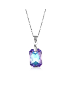 Wholesale Jewelry Stainless Steel Rectangle Crystal Pendant Necklace