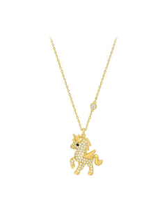Wholesale Jewelry Inlaid Rhinestone Unicorn Pendant Necklace