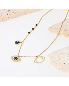 Blue Diamond Eye Pendant Stainless Steel Water Drop Necklace Wholesale Jewelry