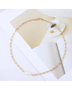 Baroque Pearl Stainless Steel Necklace Wholesale Jewelry 