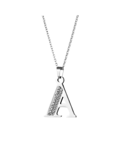 Wholesale Jewelry Inlaid Diamond Pendant Stainless Steel 26 Letters Necklace