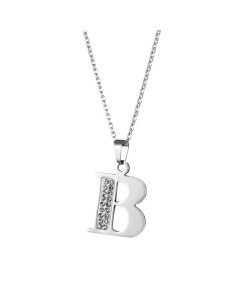 Wholesale Jewelry Inlaid Diamond Pendant Stainless Steel 26 Letters Necklace