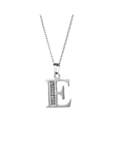 Wholesale Jewelry Inlaid Diamond Pendant Stainless Steel 26 Letters Necklace