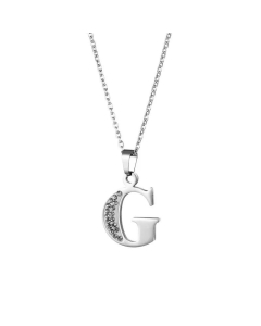 Wholesale Jewelry Inlaid Diamond Pendant Stainless Steel 26 Letters Necklace