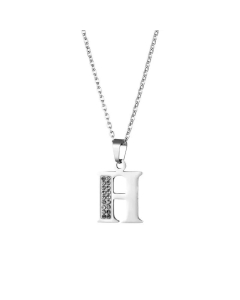 Wholesale Jewelry Inlaid Diamond Pendant Stainless Steel 26 Letters Necklace