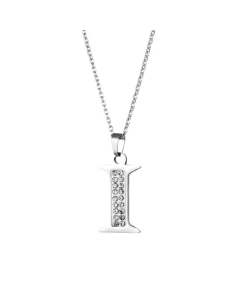Wholesale Jewelry Inlaid Diamond Pendant Stainless Steel 26 Letters Necklace