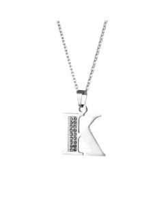 Wholesale Jewelry Inlaid Diamond Pendant Stainless Steel 26 Letters Necklace