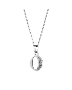 Wholesale Jewelry Inlaid Diamond Pendant Stainless Steel 26 Letters Necklace